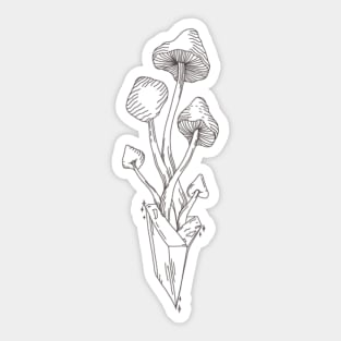 Mushroom Amethyst Crystal Line Art Sticker